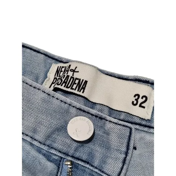 Nena & Pasadena NXP Mens Light Blue Distressed Cargo Jogger Jeans - Size 32 - Picture 6 of 8